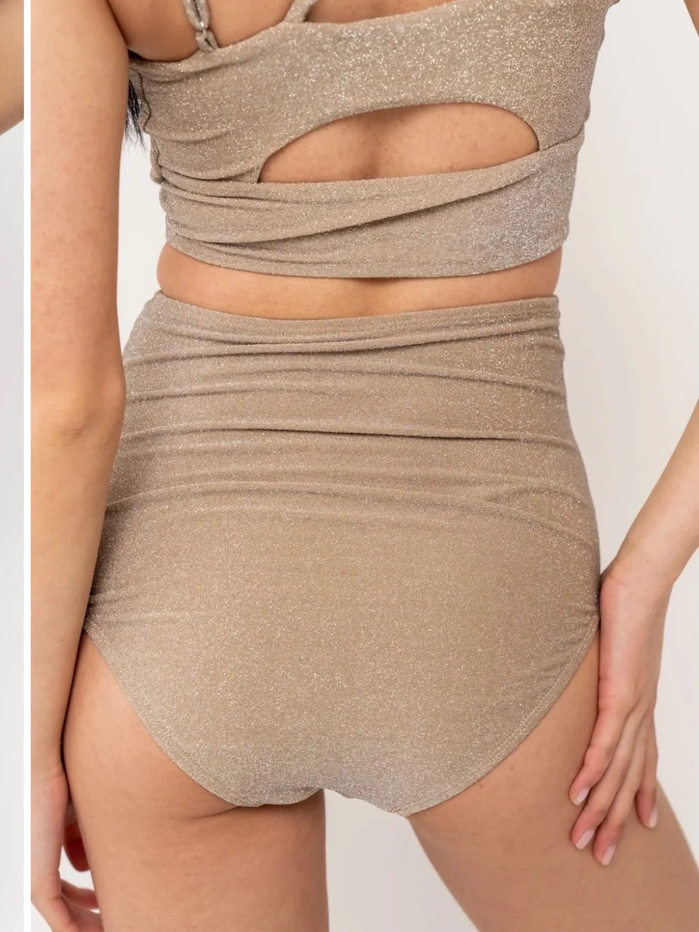 Coral Reef Manava Swim high-Waist champagne Shimmer wave bottom NWT